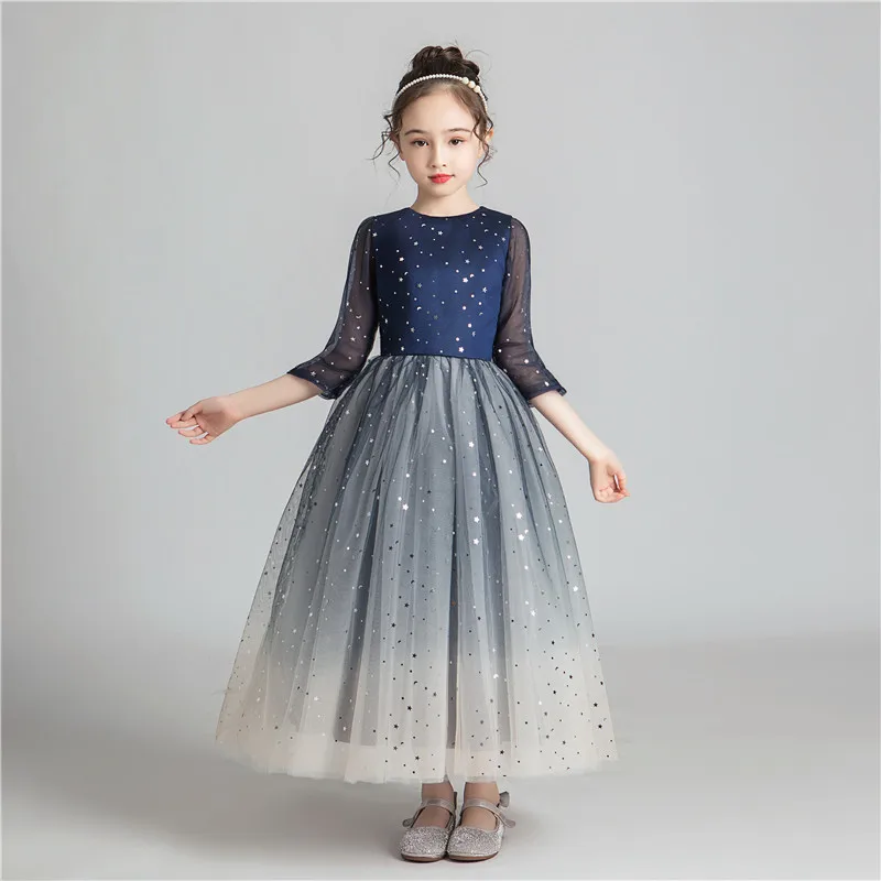 Sequined Stars Kids Dresses For Girls Princess Tutu Dress New Year Ball Gowns summer Wedding Christmas Party | Детская одежда и
