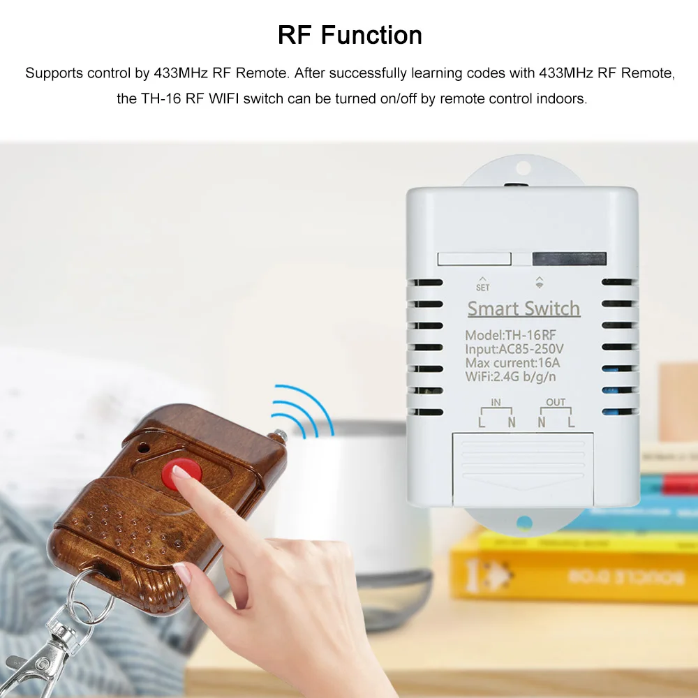 EWeLink TH-16 RF 433 МГц Wifi переключатель 16A/3500 Вт контроль температуры умный переключатель комплект для автоматизации дома для Alexa Google Home