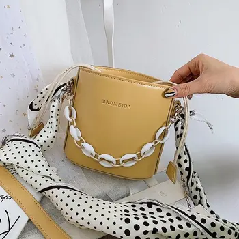 

Quality PU Leather Chain Female Shoulder Messenger Bags New Fashion Women Handbags Designer Small Ladies' Travel Bucket Bag Sac