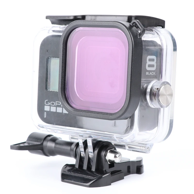 Для Gopro Hero 8, черные аксессуары, фильтр для дайвинга, красный, розовый, фиолетовый, Водонепроницаемый Чехол, корпус для подводного плавания, набор фильтров для дайвинга