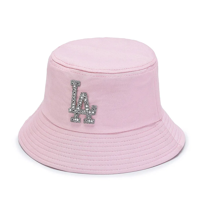 LA Bucket Hat Simulation Diamond Wonmen Men Summer Outdoor Casual Sun Cap Sunbonnet Fedoras Flat Fisherman Hats Beach Caps CP178 straw bucket hat womens