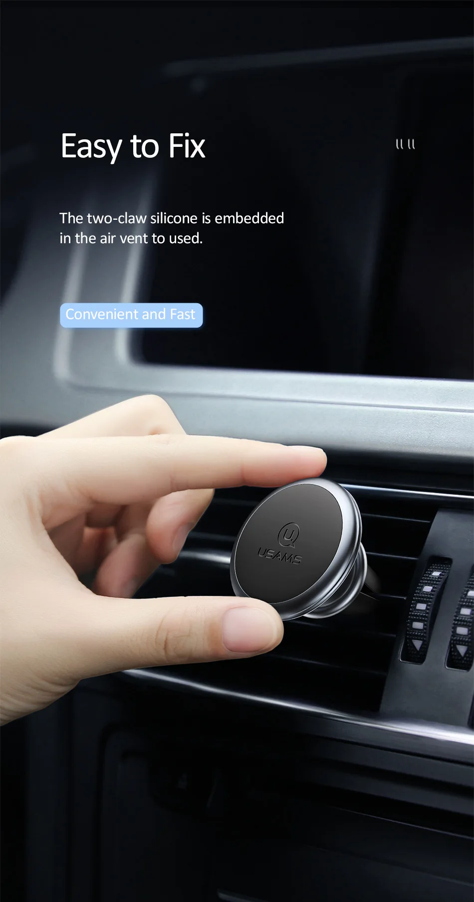 USAMS Magnetic Car Phone Holder for iPhone Samsung Xiaomi Magnet holder Air Vent Mount Cell Phone holder in car Supports stand