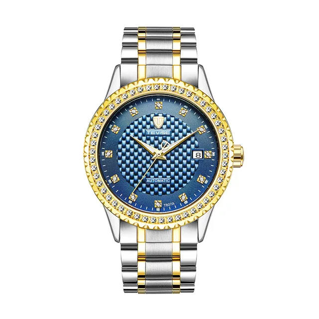 Inter-Gold Blue Tevise часы Мужские механические часы Роскошный Золотой бренд часы из нержавеющей стали автоматические часы для мужчин подарок Relogio Masculino - Цвет: Inter-Gold Blue