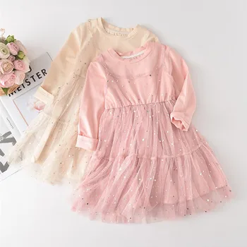 

Autumn Baby Girls Dress Lace Tutu Sequins Princess Dress Casual Long Sleeve Kids Dresses For Girls Party Children Clothing