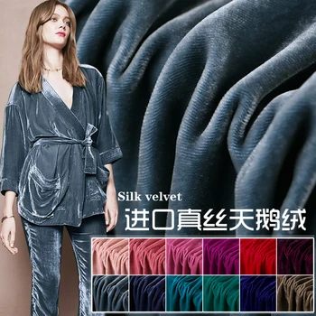 

real natural Silk Velvet Fabric Rayon Blend 2019 autumn winter Dressmaking Material 34 Color Mulberry Silk Velvet Cloth