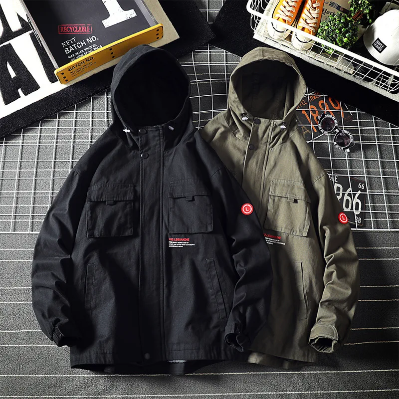 

Northern Boundary Men'S Wear Shu 2019 Autumn And Winter New Style Large Size Japanese-style Pocket Hooded Jacket Coat