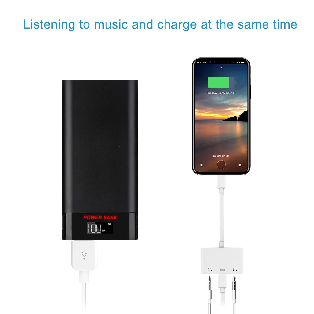 1 Charge+ Double 3.5 Audio Adapter for iPhone X 7 8 Plus iPad 4 Charge Audio Adapter Cable Conveter