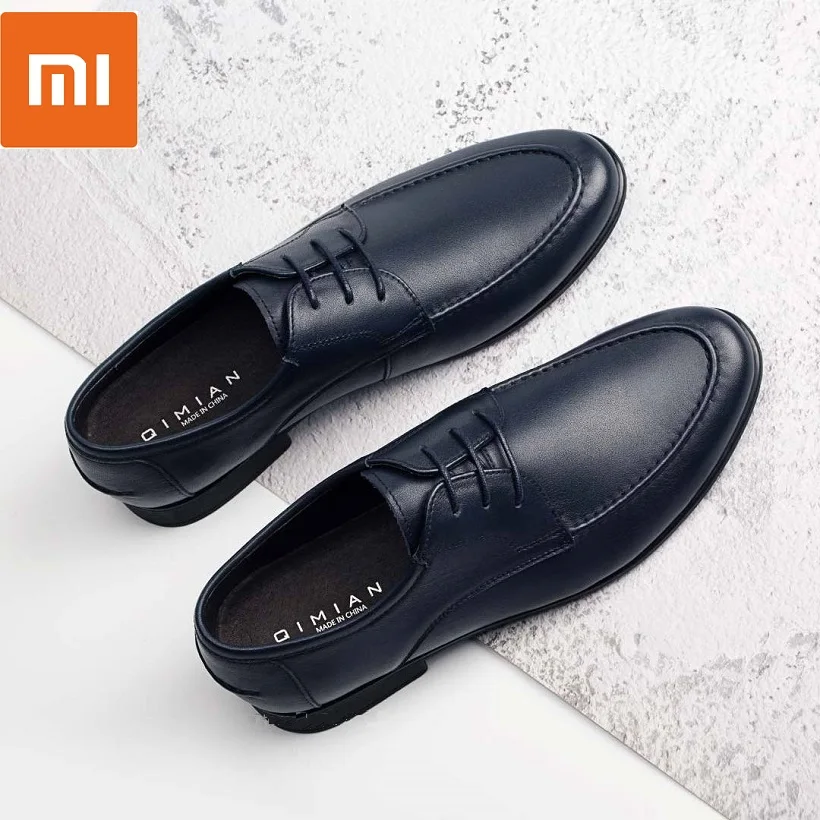 

Xiaomi qimian Men's casual leather shoes Soft Nappa cowhide Soft elastic comfortable sole Flat Classic Men Dress Shoes