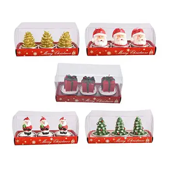 

New Set Christmas Candles Santa House Snowman Christmas Tree Paraffin Candles Wedding Party Candles Decor Light