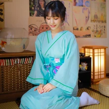 Кимоно в японском стиле, юката кимано, женское весеннее кимоно, домашняя одежда, японский халат, ночная рубашка самурая