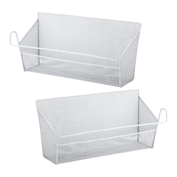 

NEW-Bunk Bed Storage Basket,Dormitory Bedside Storage Baskets Metal Desk Corner Organizer Hanging with Hook for Books Phones Tis