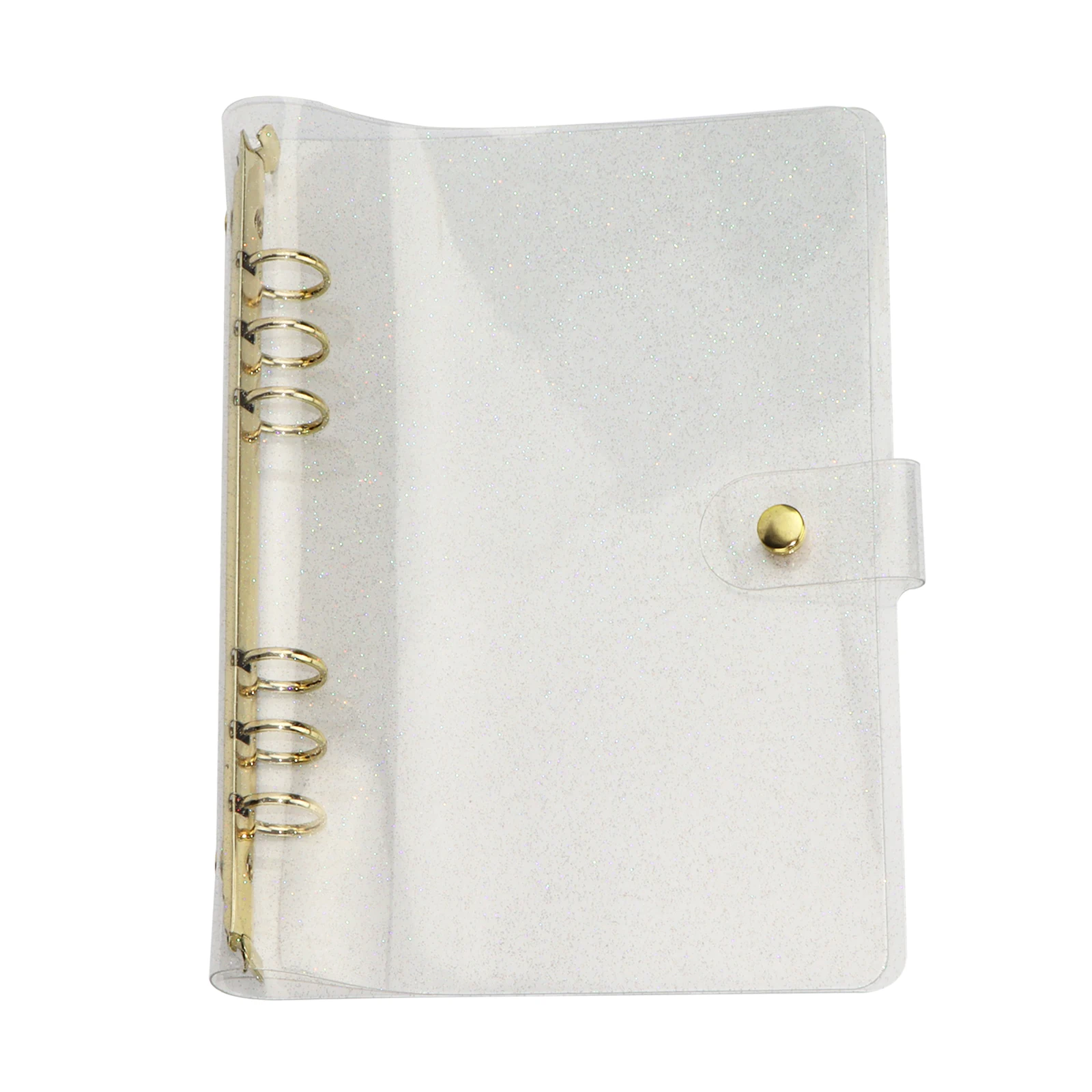 SKTMH Lot De 4 Classeurs A5 En PVC Transparent à 6 Anneaux - Couvertures De Reliure Rechargeables à Anneaux Ronds Avec Fermeture à Bouton-pression - Couverture Transparente Pour Carnets De Notes - 6