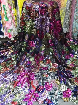 

Pink Gold Green African lace fabric,embroidered flower net lace,high quality Nigerian lace fabric with sequins for wedding dress