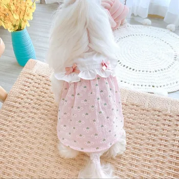 

Dog Dress Mini Blue Grid Sun Lace Skirt Spring Summer Pets Outfits Dog Clothes For Small Dog Party Dog Skirt Puppy Pet Costume