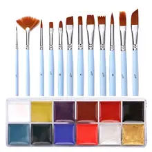 12 цветов краска для тела Профессиональная Косметика на водной основе матовая краска для тела пигмент для сценического макияжа лица вечерние инструменты для Хэллоуина