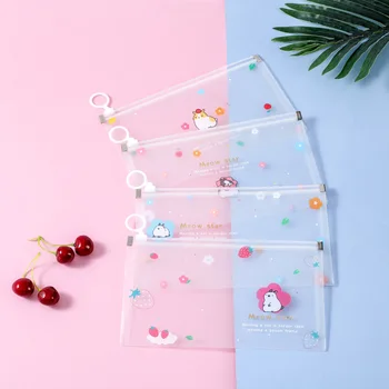 

4pcs Cute Masks Storage Bag Cartoon Printed Portable Storage Disposable Face Mask Case Plastic Mask Cover Container With Zipper