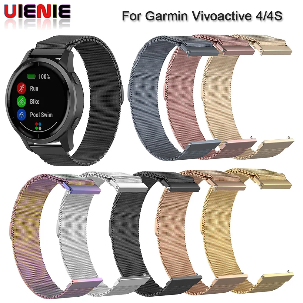 

18MM 20MM 22MM Magnetic Metal Wrist Strap For Garmin Vivoactive4s 4s Smart Watch Band Milanese Straps For Vivoactive 3 4 Correa