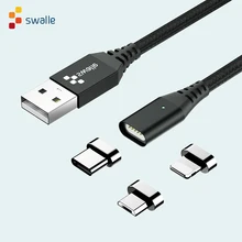 Магнитный кабель Swalle 3 в 1 для быстрой зарядки 2A Магнитный Micro usb type C кабель с многофункциональным адаптером Пылезащитная заглушка