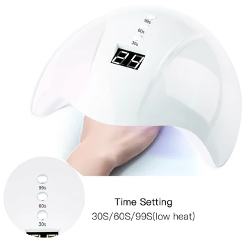 

Nail Dryer 24w UV Intelligent Lamp LED Curing Gel Polish Automatic Detection 30s 60s 90s Hidden Screen Lamps Tools USB Charging