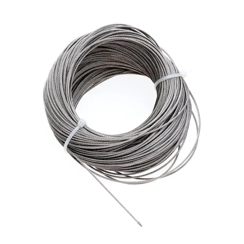 1PC Laundry Clotheslines 304 Stainless Steel Long Roll of 50 Meters Hard Sturdy Steel Steel Wire Ropes 6
