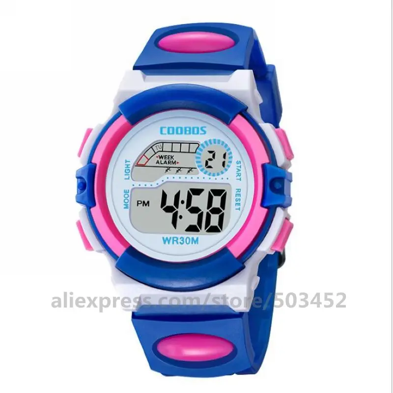 Blue 100 шт./лот Reloj Mujer будильник Дата Цифровой Многофункциональный спортивный светодиодный водонепроницаемый ребенок наручные часы, часы женские Reloj Hombre - Цвет: Blue