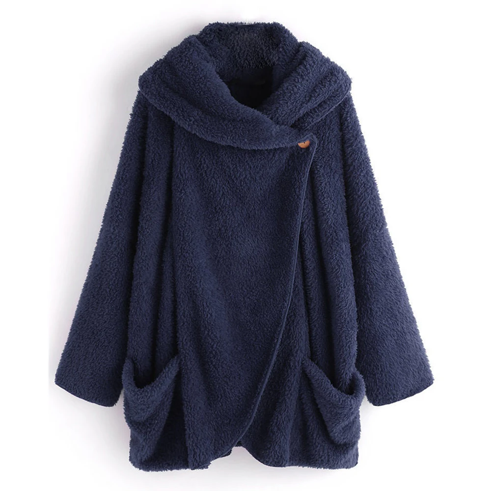 Новое Женское пальто большой 5XL большой отворот Свободная куртка плюшевый пушистый однобортный пиджак осень зима женская теплая одежда