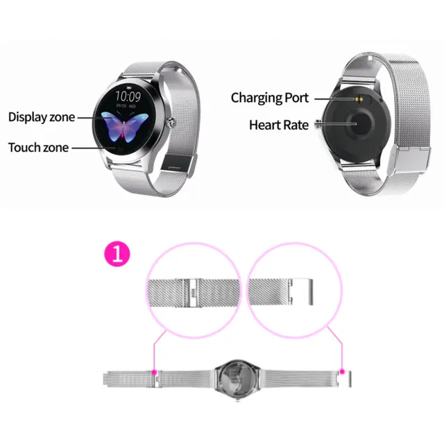 Fralugio Smartwatch Reloj Inteligente de Lujo para Dama KW10 Monitores de  Ejercicio