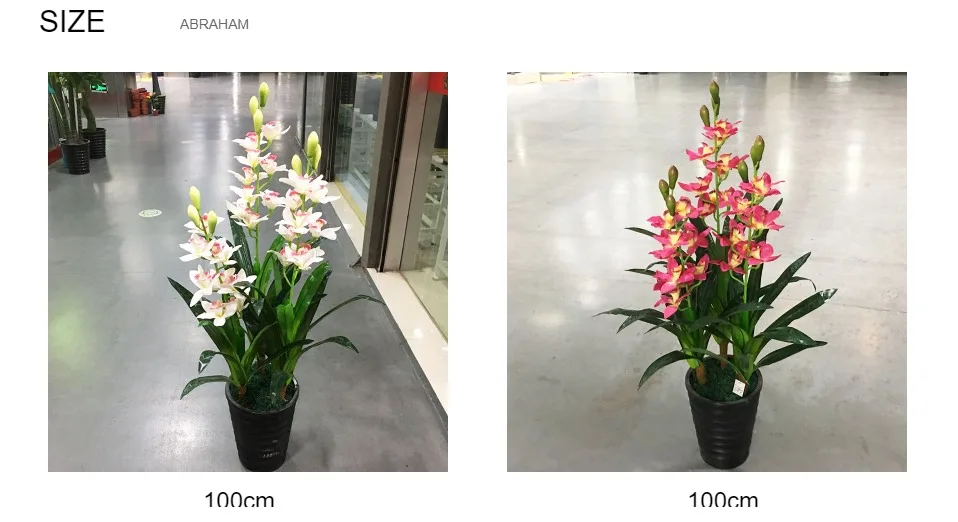100 см 3 полюса поддельные Cymbidium искусственное дерево тропические растения пластиковая Пальма листья шелковые головки цветов для дома офисный, Свадебный декор