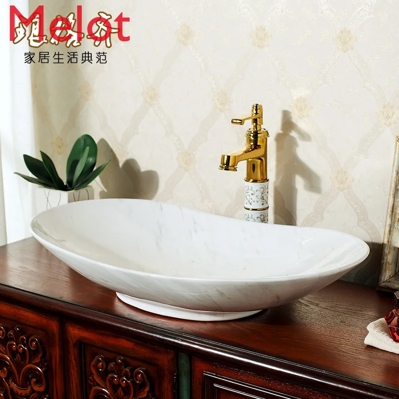 

European-Style Art Basin Upper Basin Ceramic Retro Wash Basin Marble Washbasin Bathroom Wash Basin
