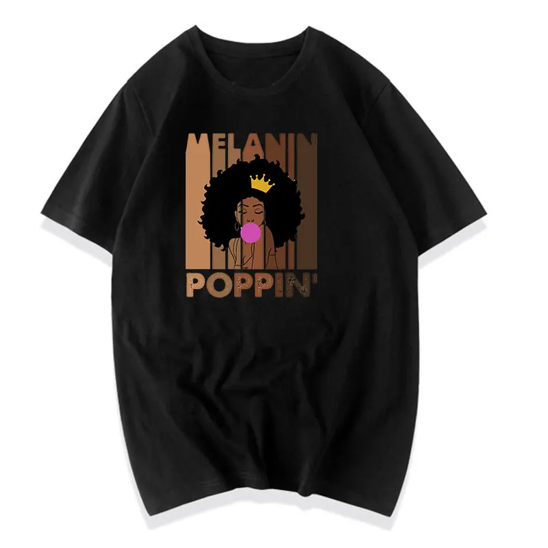 

Wholesale Cheap Woman Black Queen Melanin Queen T Shirt Women Tops African Black Melanin Female T-shirt