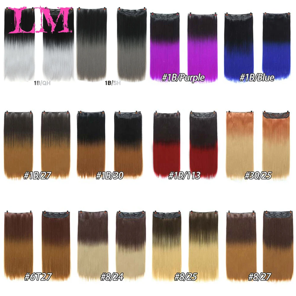 

liangmo Women Fashion Heat-resistant Long Straight Gradient Hair Wig Hairpiece Long Straight Clip in on Hair Extension