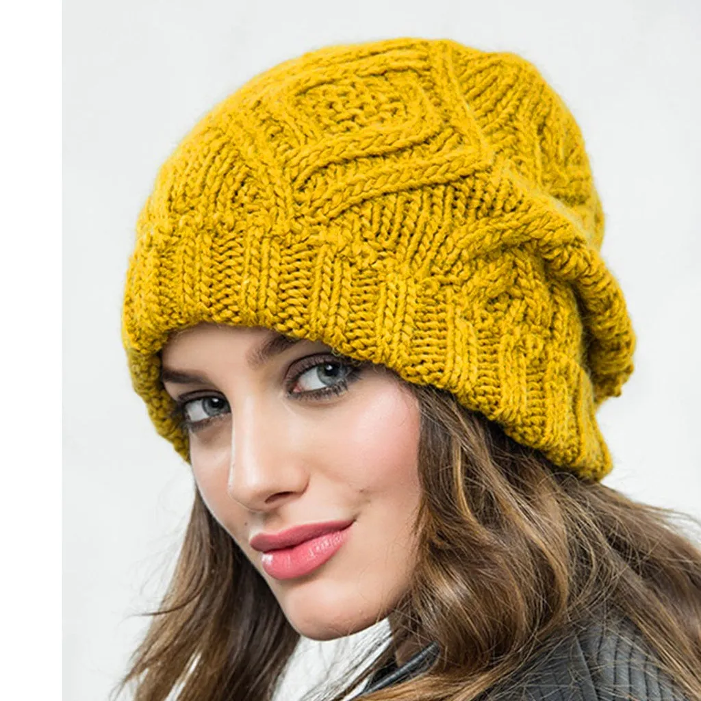 

2019 New Winter Cap Elegant Women Hats Girls Keep Warm Winter Casual Knitted Hat Wool Hemming Hat Ski Hat шапка женская зимняя