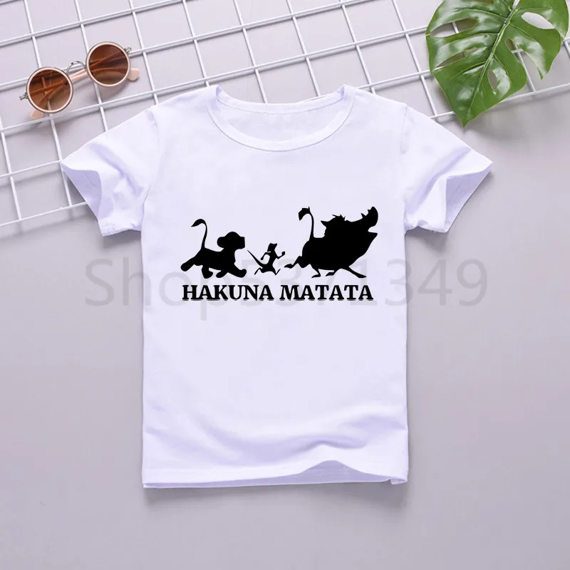 

Kids Summer Fashion Boys Girls T-shirt Children Cartoon Lion King Hakuna Matata Funny Tshirt Kids Cute Simba Tops Baby Clothes
