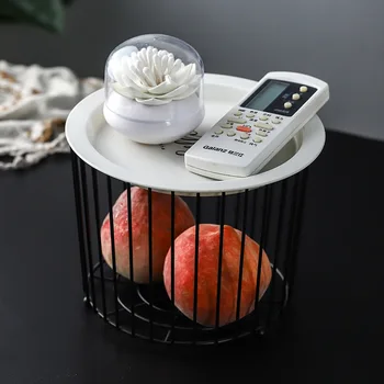 

Metal Wire Desktop Storage Basket Container fruit Storage Box Cosmetic Kitchen Drain Rack Organizer Vegetable Basket