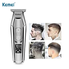 KEMEI перезаряжаемый триммер для волос профессиональная машинка для стрижки волос для мужчин Беспроводная стрижка Регулируемая керамическая лезвие резак