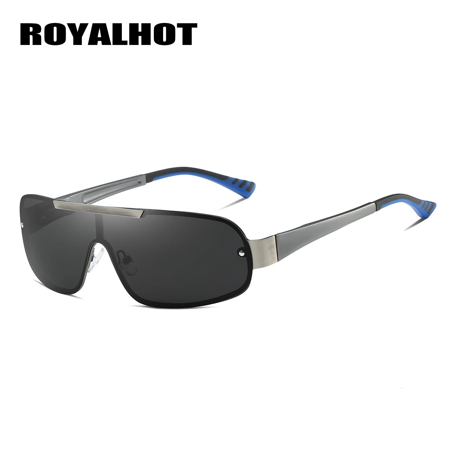 RoyalHot, мужские, женские, поляризационные солнцезащитные очки, Овальные, без оправы, крутые, солнцезащитные очки, для вождения, очки, Oculos masculino, мужские, 900169 - Цвет линз: grey black