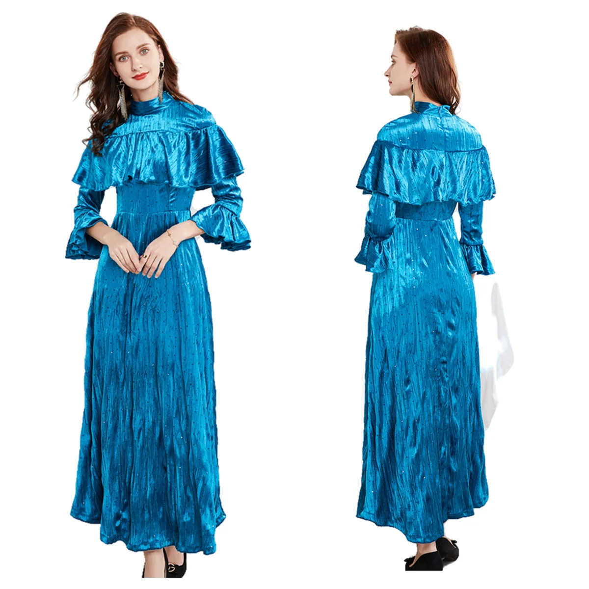 LuxuryVintage bluegaduation dress sexyruffle homecoming dress elegant Party Prom robe de Soiree