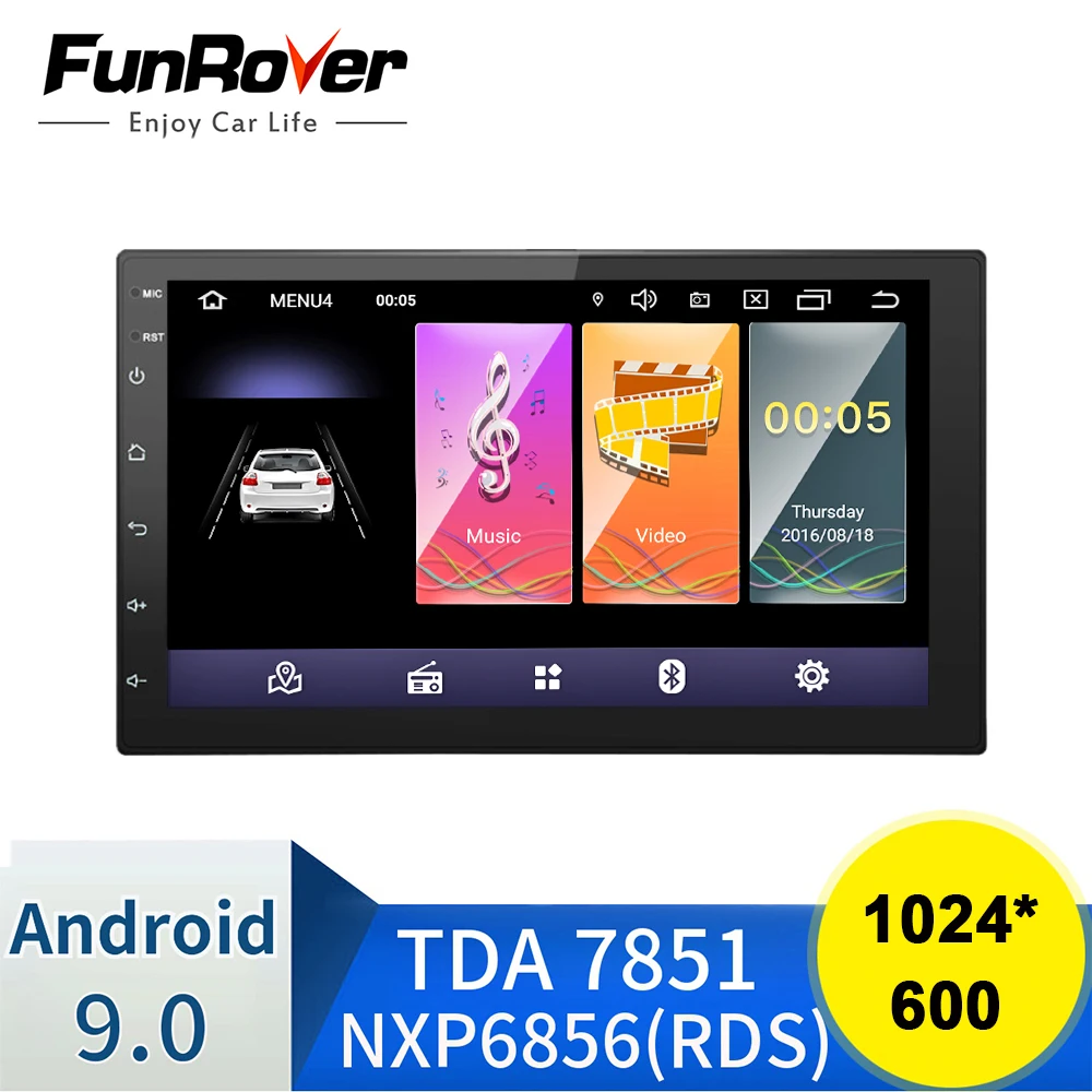 Funrover Универсальный 2 Din Android 9 0 автомобильный Dvd плеер навигация GPS wifi Bluetooth радио