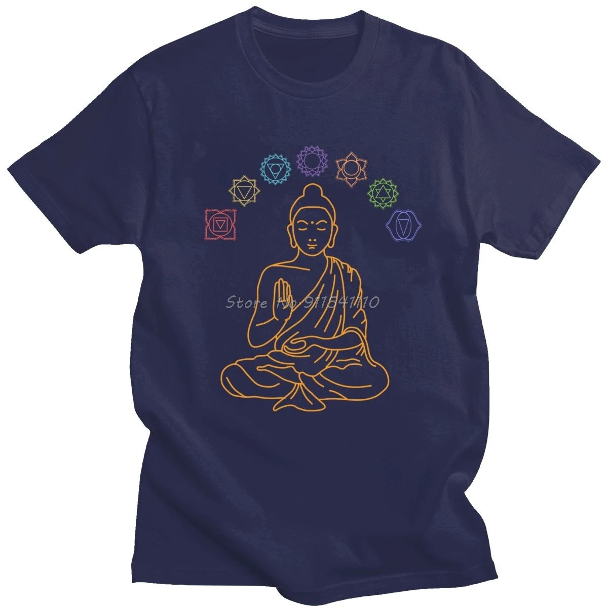 Seven Chakras meditazione Buddha T Shirt uomo T-shirt grafica in