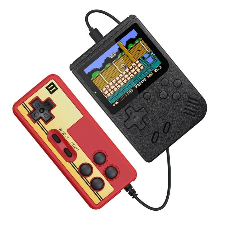 500 IN 1 Retro Video Game Console Handheld Game Portable Pocket Game Console Mini Handheld Player for Kids Gift - Цвет: Black with gamepad