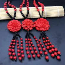 Red Cinnabar Carved Guangong Lucky Pendants Vintage necklace Fashion Jewelry