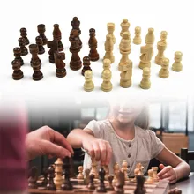 

32pcs Wooden Carved Chess Pieces Hand Crafted Set 65mmKing Size Toys Children Birthdays Christmas Kids Gift Chess Games