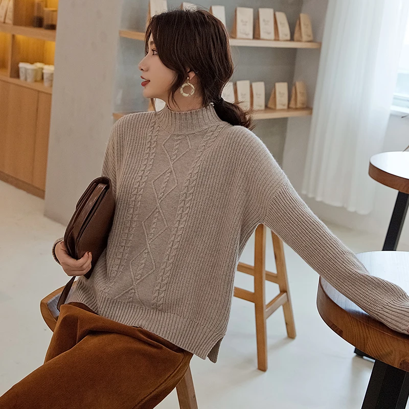 Осенне-зимняя обувь новые женские одноцветные Мокасины больших свитер кашемировый свитер, пуловер свитер - Цвет: Creamy-white