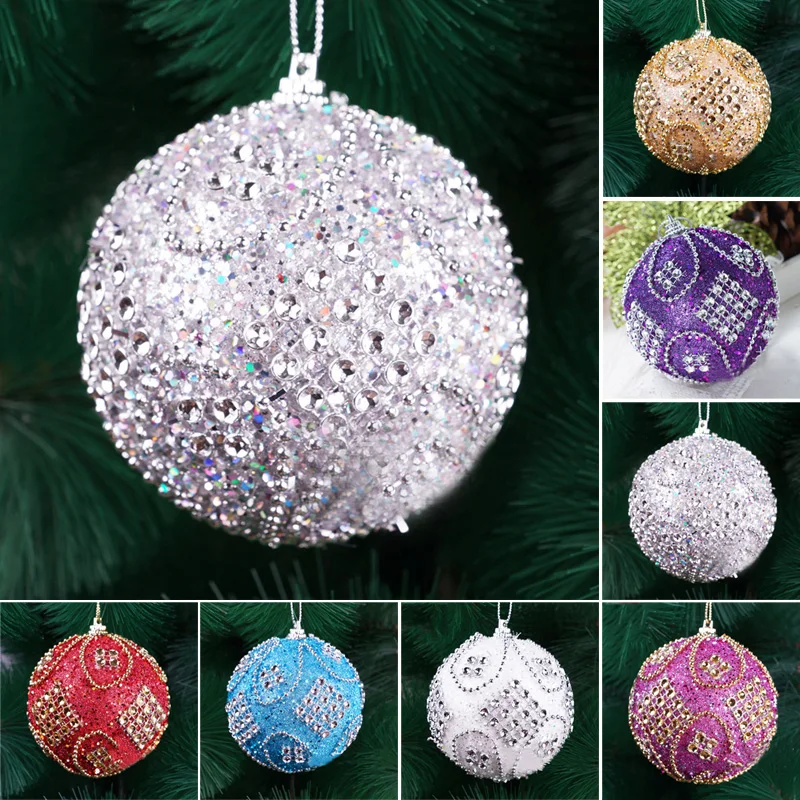 Christmas Balls 8cm Glitter Bauble Tree Hanging Ornament Christmas Decorations