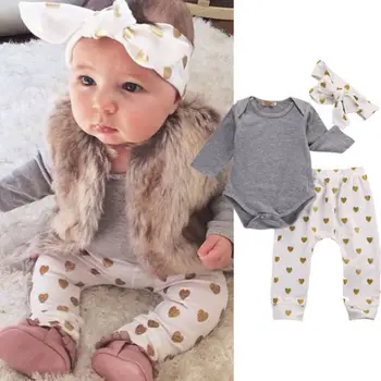 

Explosion models spring and autumn new baby girl clothes cotton comfortable suit heart-shaped printed trousers girls suit