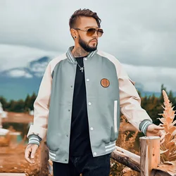 2021 Autumn and Winter New Fashion Trend Large Plus Cotton Jacket Stand-up Collar Single-breasted Contrast Jacket Letter Embroid