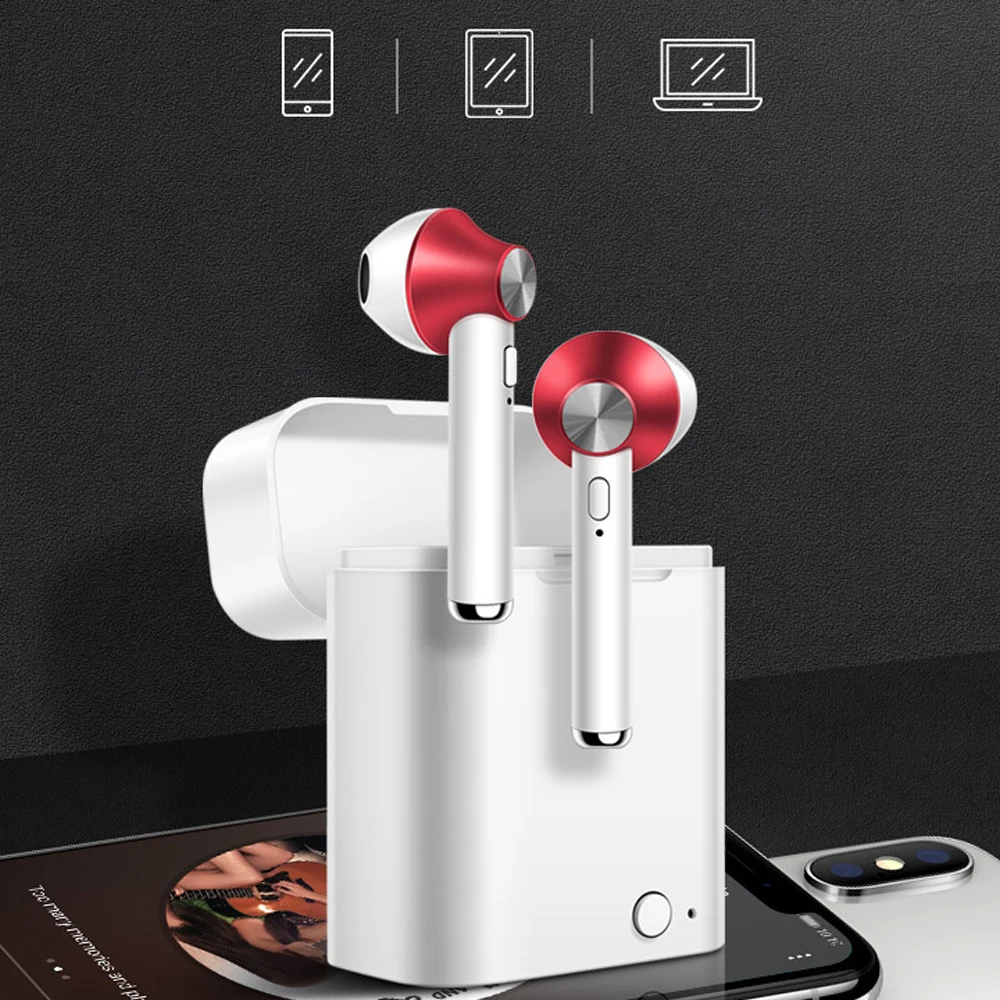 AZiMiYO D12 металлические bluetooth наушники 5,0 беспроводные tws наушники мини наушники с микрофоном зарядная коробка спортивная Гарнитура для смартфона