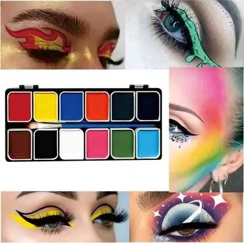 

FPKIT1 Professional Water Activated Smudge proof Face Body Paint kit Makeup in Carnival Party Festival Makeup