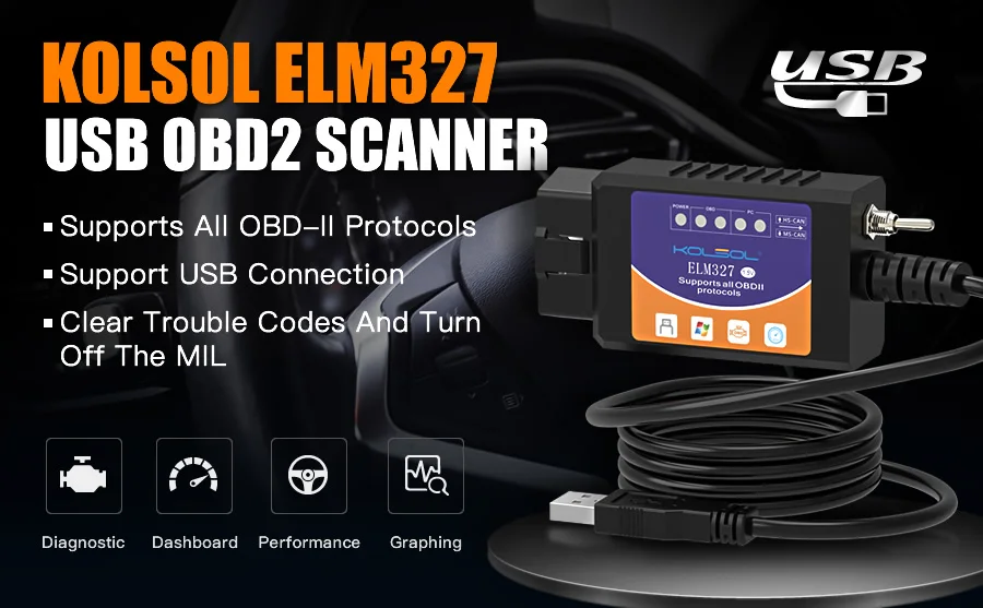 KOLSOL ELM327 V1.5 USB OBD2 сканер с переключателем модифицированный для-d ELMconfig Forscan CH340+ 25K80 чип HS-CAN/MS-CAN