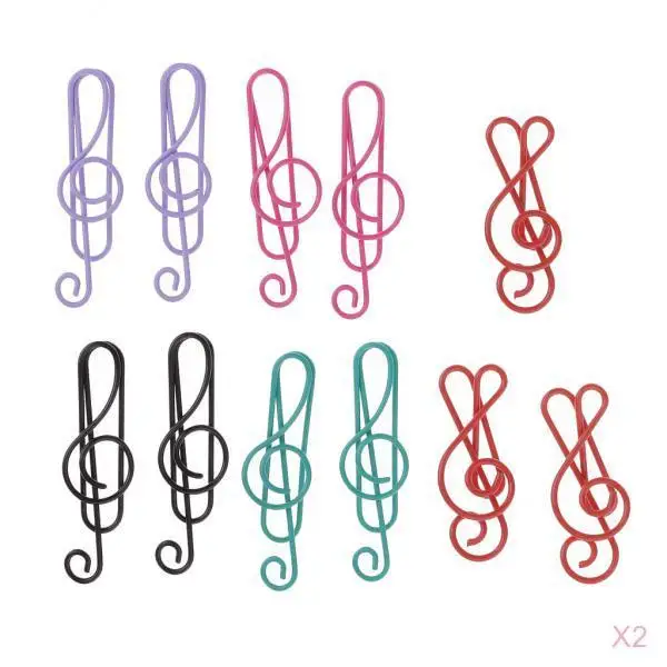 40 Pieces Each Pack Colorful Metal Paper Clips Office Home School Table Organize Tool, CUTE Music Symbol Shape